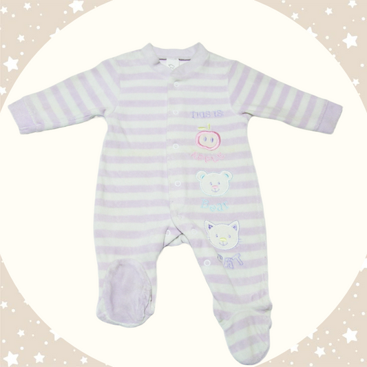 Salopetă Dungată Mov (0-24 luni)